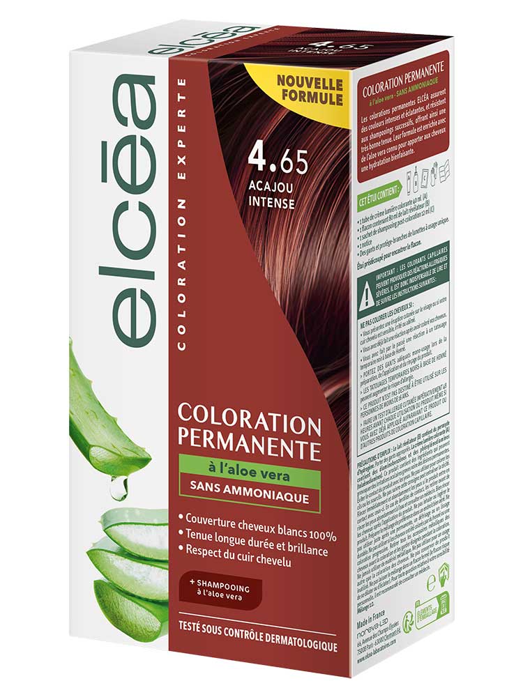 Elcéa Coloration Permanente à l'Aloe Vera Sans Ammoniaque 122 ml - Coloration : 4.65 Acajou Intense